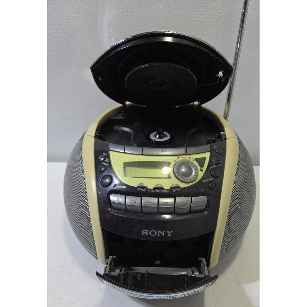 Sony CFD-E90 Boombox CD Radio Cassette-Corder Portable Beige - READ DESCRIPTION